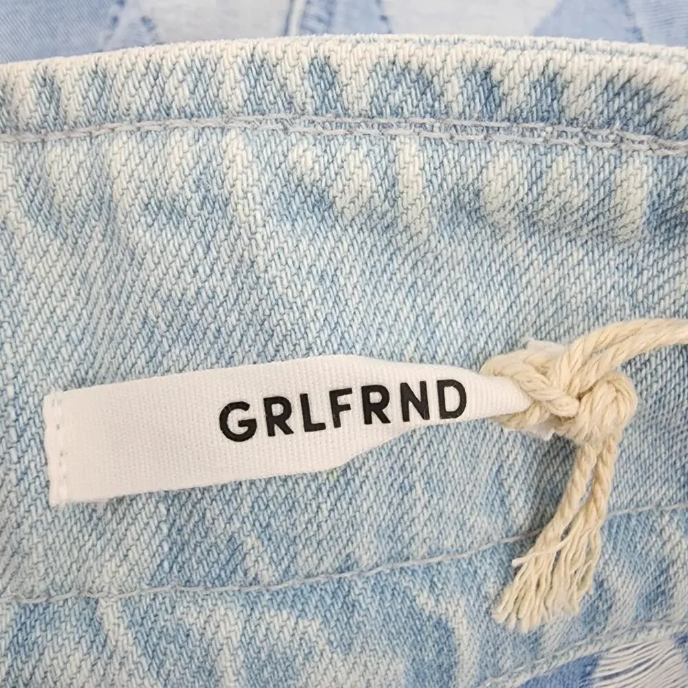 GRLFRND Lola Denim Shorts High Rise Tie Waist Patchwork Pieces Of Us Size Medium